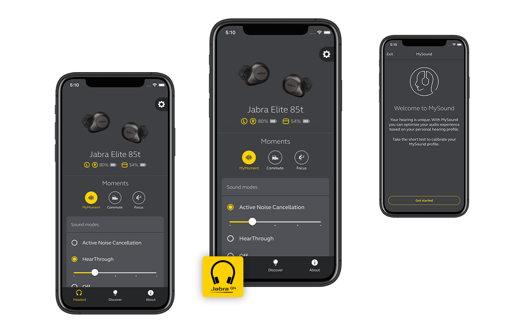 Στιγμιότυπα οθόνης από την εφαρμογή Jabra Sound+ - Ο τέλειος σύντροφος για τα ακουστικά Jabra σας